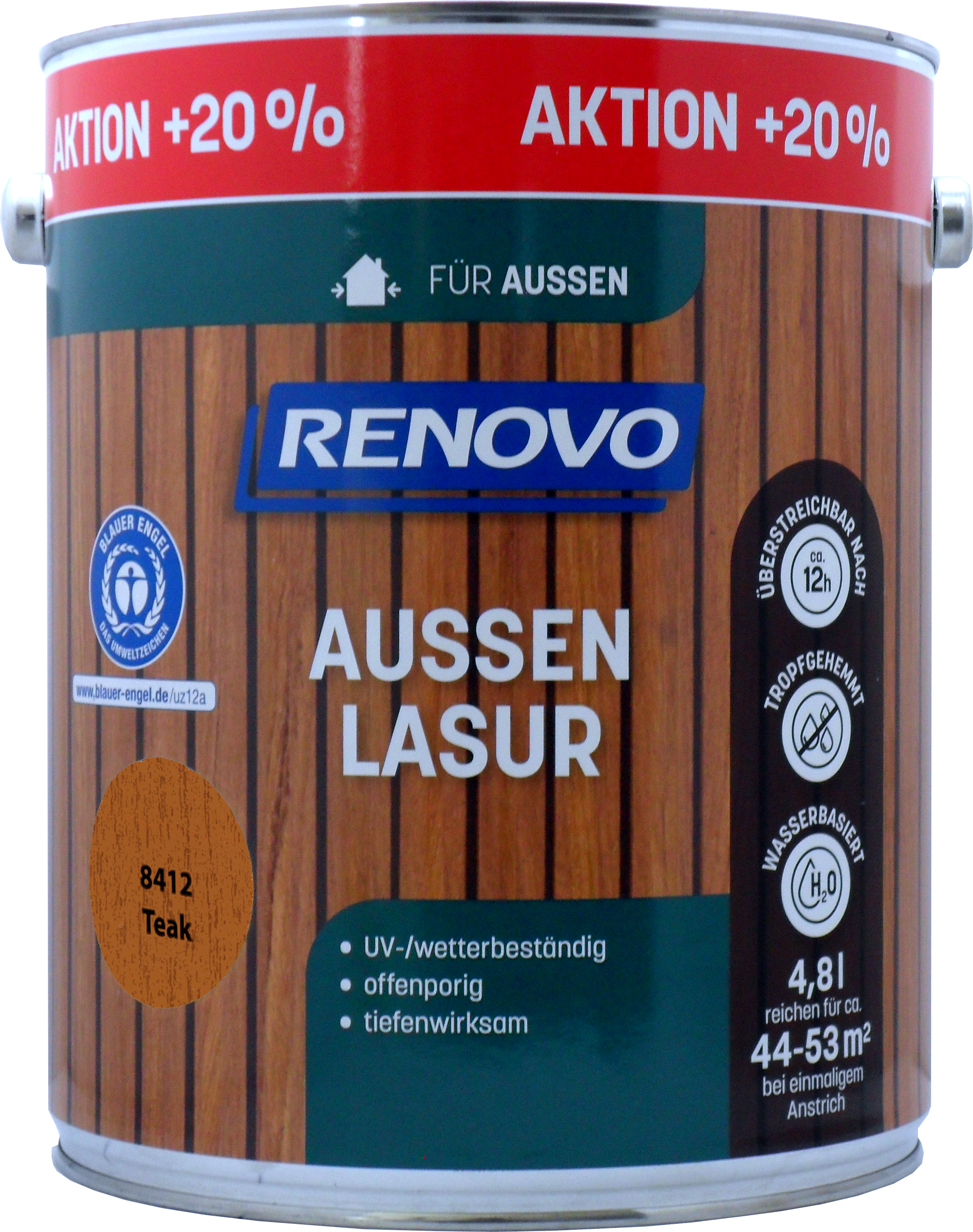 4,8L Renovo Wetterlasur/ Aussenlasur wb. Nr.8412 Teak