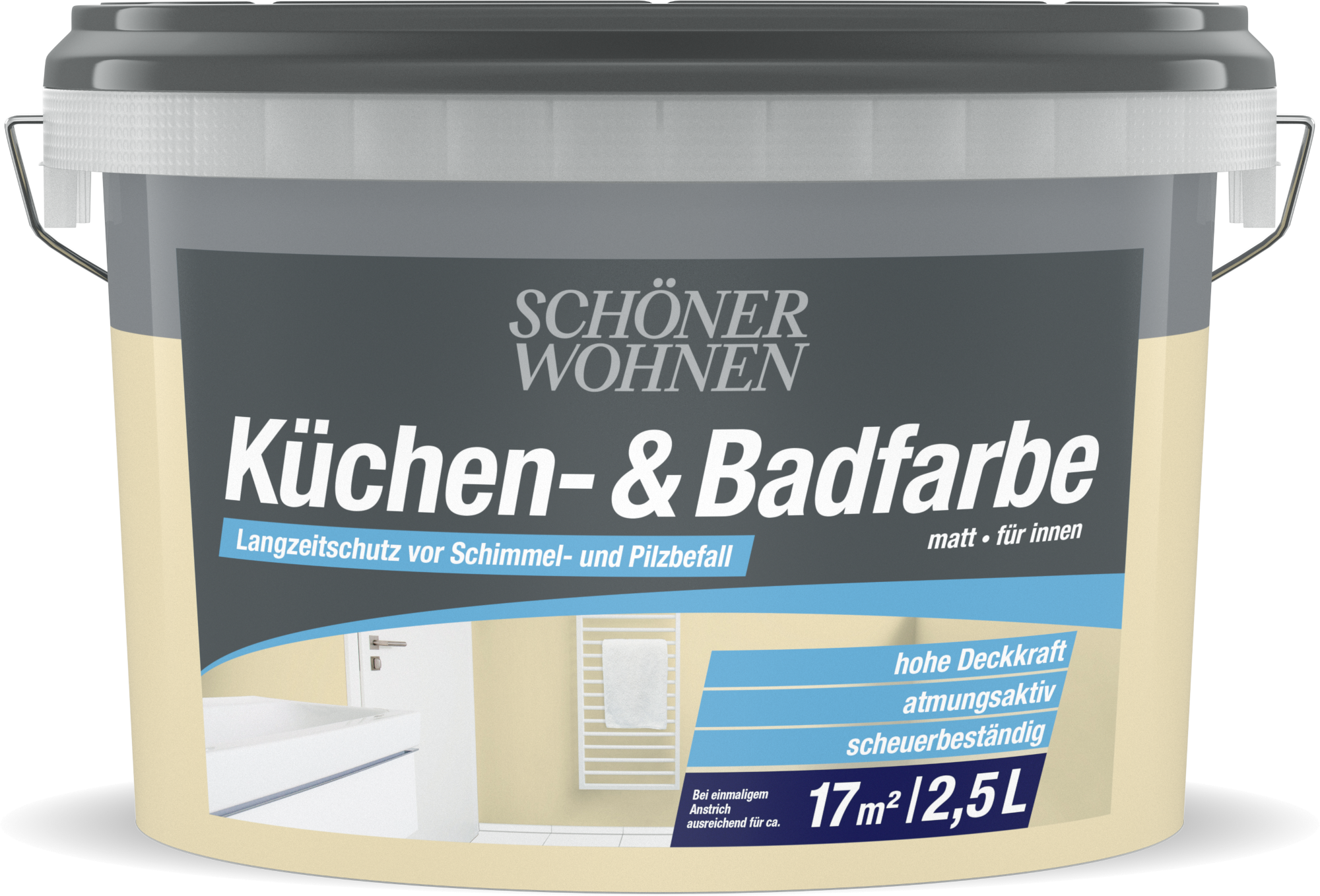 2,5L Schöner Wohnen Küchen-& Badfarbe matt, 1514 Cream 2,5L Schöner Wohnen Küchen-& Badfarbe matt, 1514 Cream