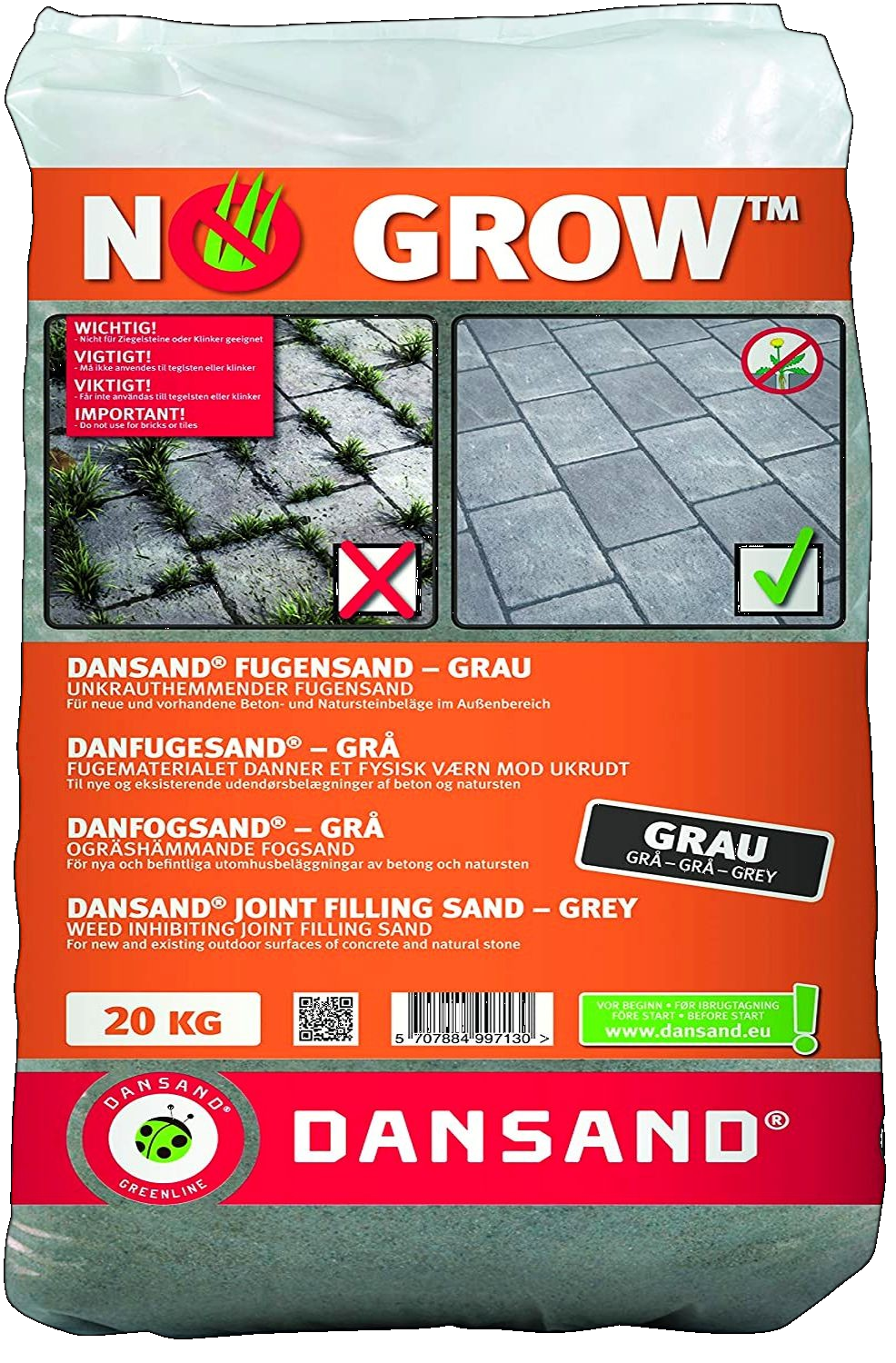 20kg DANSAND NoGrow Fugensand GRAU 20kg DANSAND NoGrow Fugensand GRAU