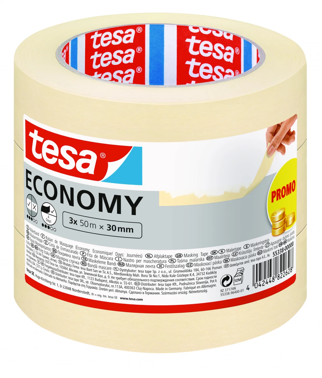 3er Pack tesa Malerband Economy Länge 50m, Breite 30mm 3er Pack tesa Malerband Economy Länge 50m, Breite 30mm