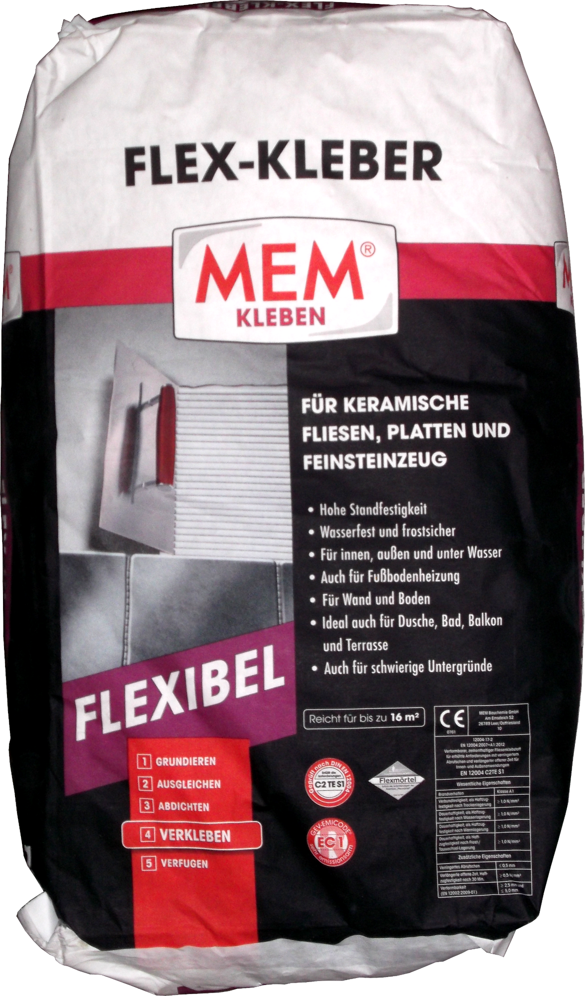 25Kg MEM Flex-Fliesenkleber C2TE S1 Flexmörtel 25Kg MEM Flex-Fliesenkleber C2TE S1 Flexmörtel