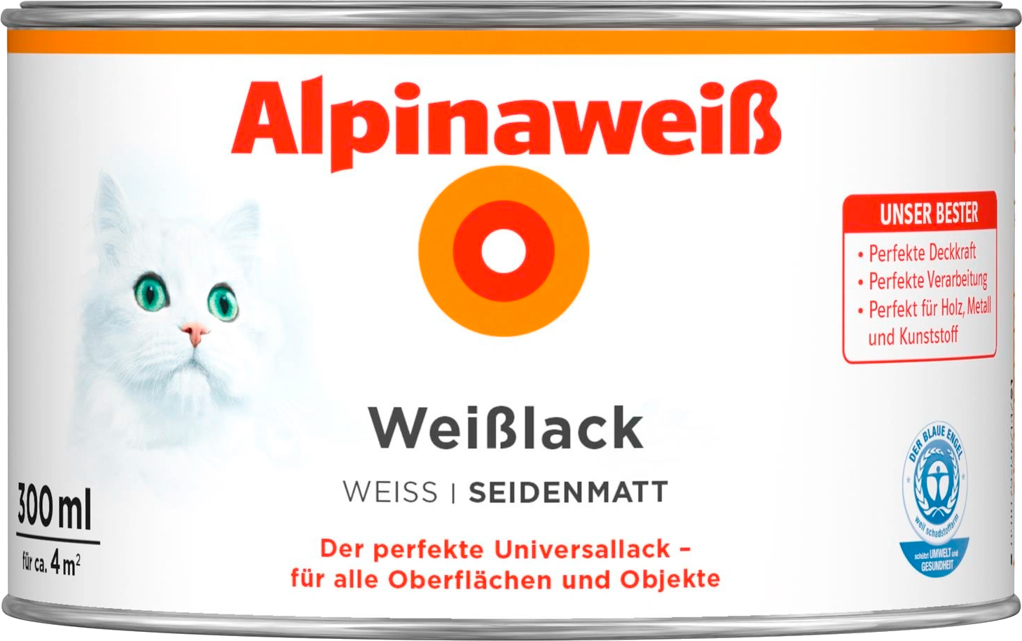 300ml ALPINA Alpinaweiß Weißlack seidenmatt