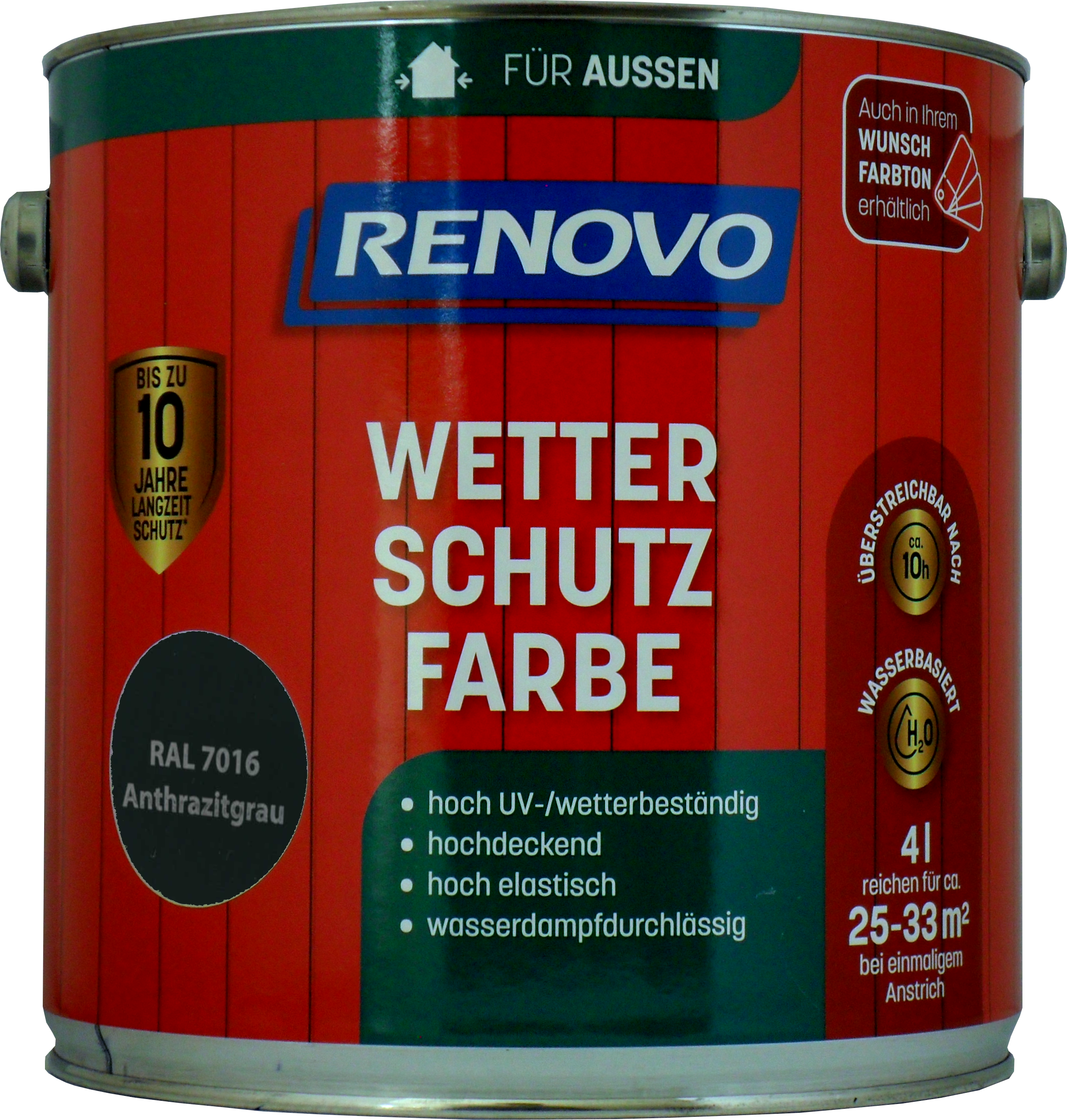 4 L Renovo Wetterschutzfarbe Nr.7016 anthrazitgrau 4 L Renovo Wetterschutzfarbe Nr.7016 anthrazitgrau