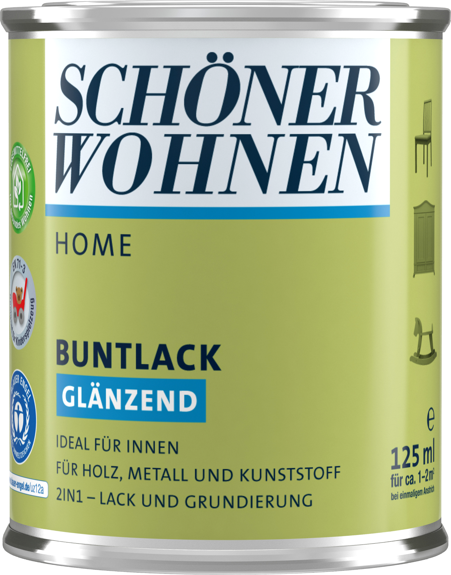 125ml Schöner Wohnen Home Buntlack glänzend, RAL 7001 Silbergrau 125ml Schöner Wohnen Home Buntlack glänzend, RAL 7001 Silbergrau