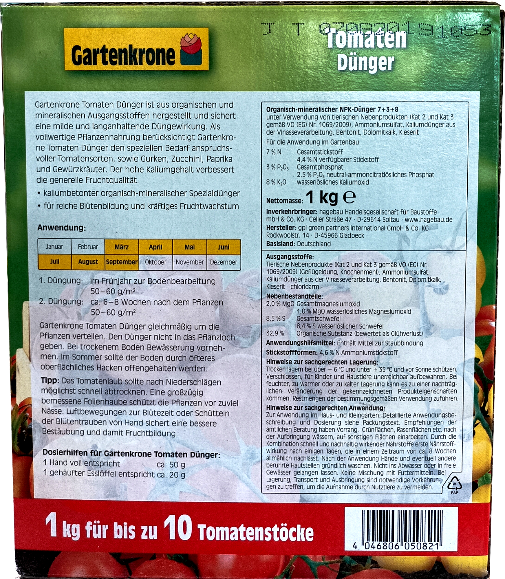 1kg Gartenkrone Tomatendünger 1kg Gartenkrone Tomatendünger