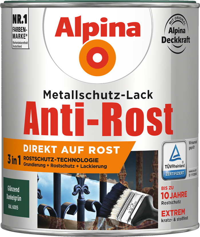 2,5L ALPINA Anti-Rost glänzend dunkelgrün 6005 2,5L ALPINA Anti-Rost glänzend dunkelgrün 6005