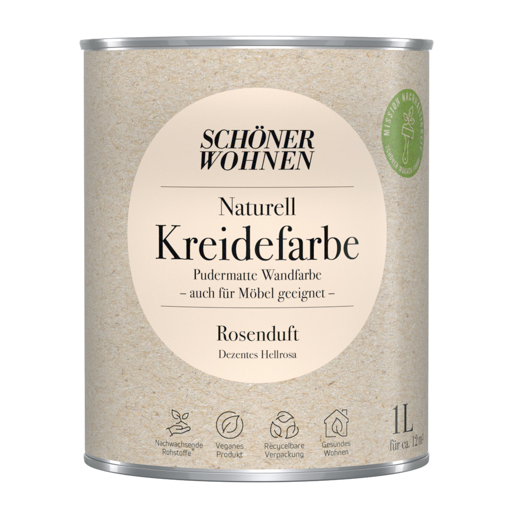 1L Schöner Wohnen Naturell Kreidefarbe Rosenduft, Dezentes Hellrosa