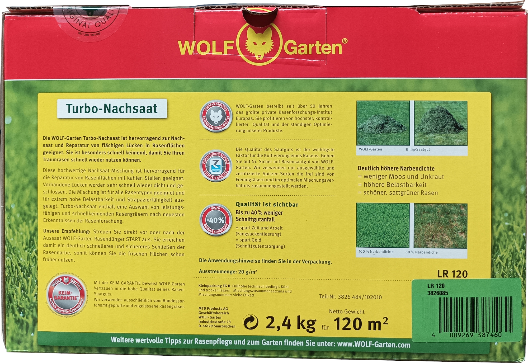 2,4kg Wolf-Garten LR 120 Turbo Nachsaat 2,4kg Wolf-Garten LR 120 Turbo Nachsaat