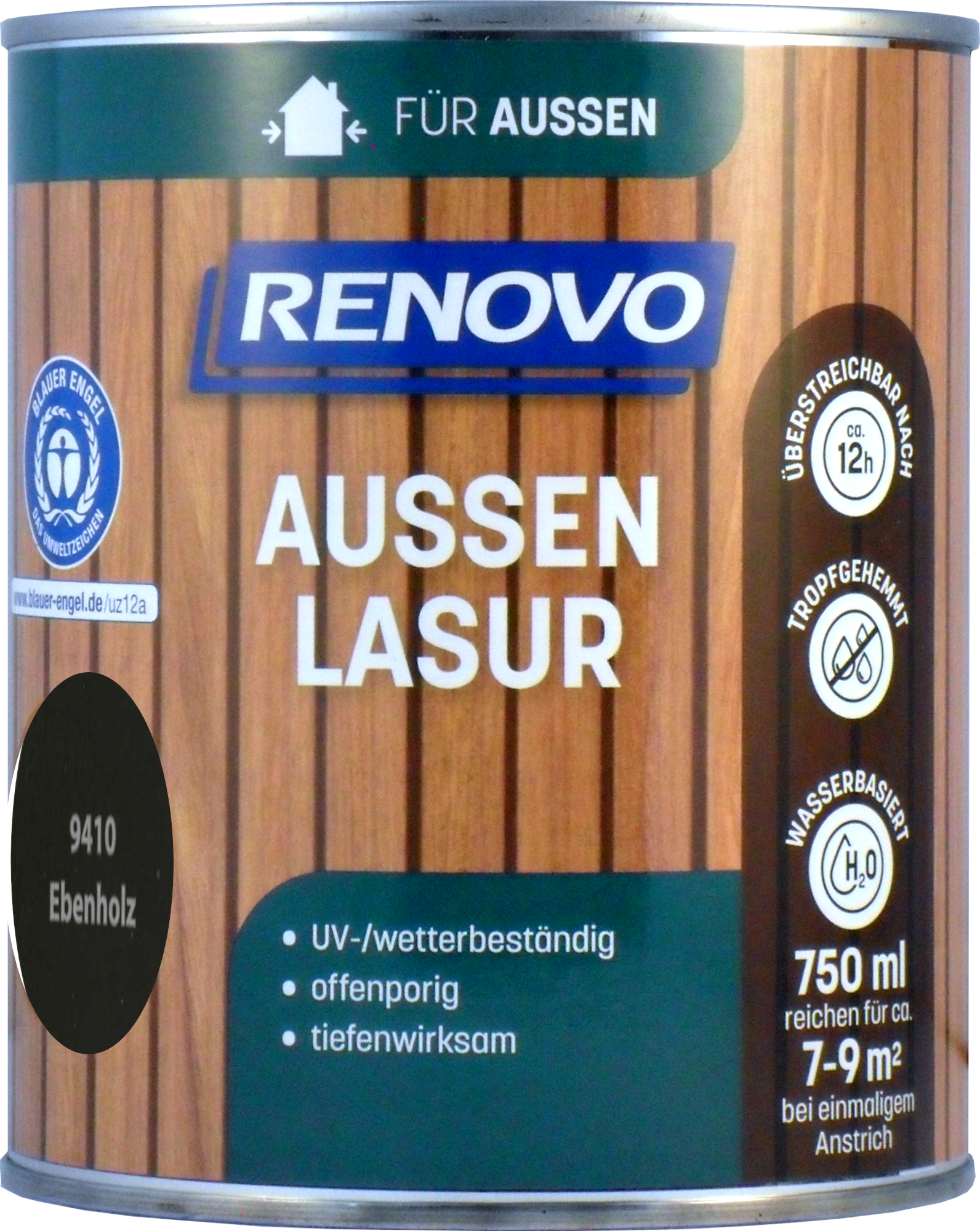750ml Renovo Wetterlasur/ Aussenlasur wb Nr.9410 Ebenholz 750ml Renovo Wetterlasur wb Nr.9410 Ebenholz
