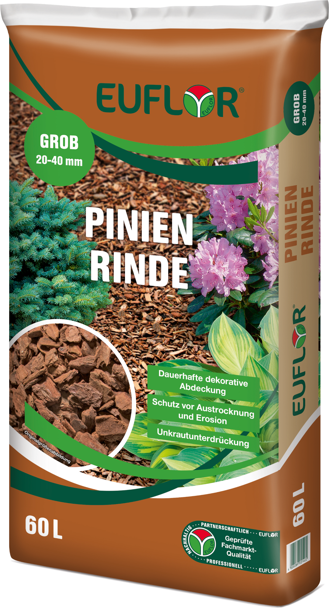 EUFLOR Pinienrinde 60 l Sack, 20-40 mm, grob EUFLOR Pinienrinde 60 l Sack, 20-40 mm, grob