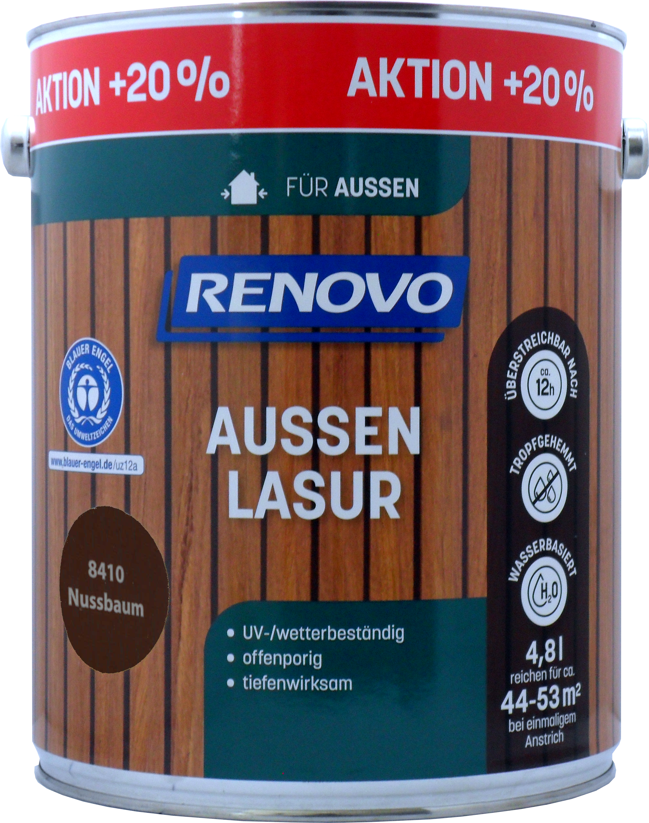 4,8L Renovo Wetterlasur/ Aussenlasur wb. Nr.8410 Nussbaum 4,8L Renovo Wetterlasur/ Aussenlasur wb. Nr.8410 Nussbaum