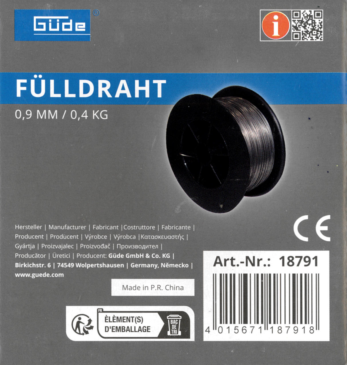 Güde Fülldraht 400g 0,9 mm für Easy Mig