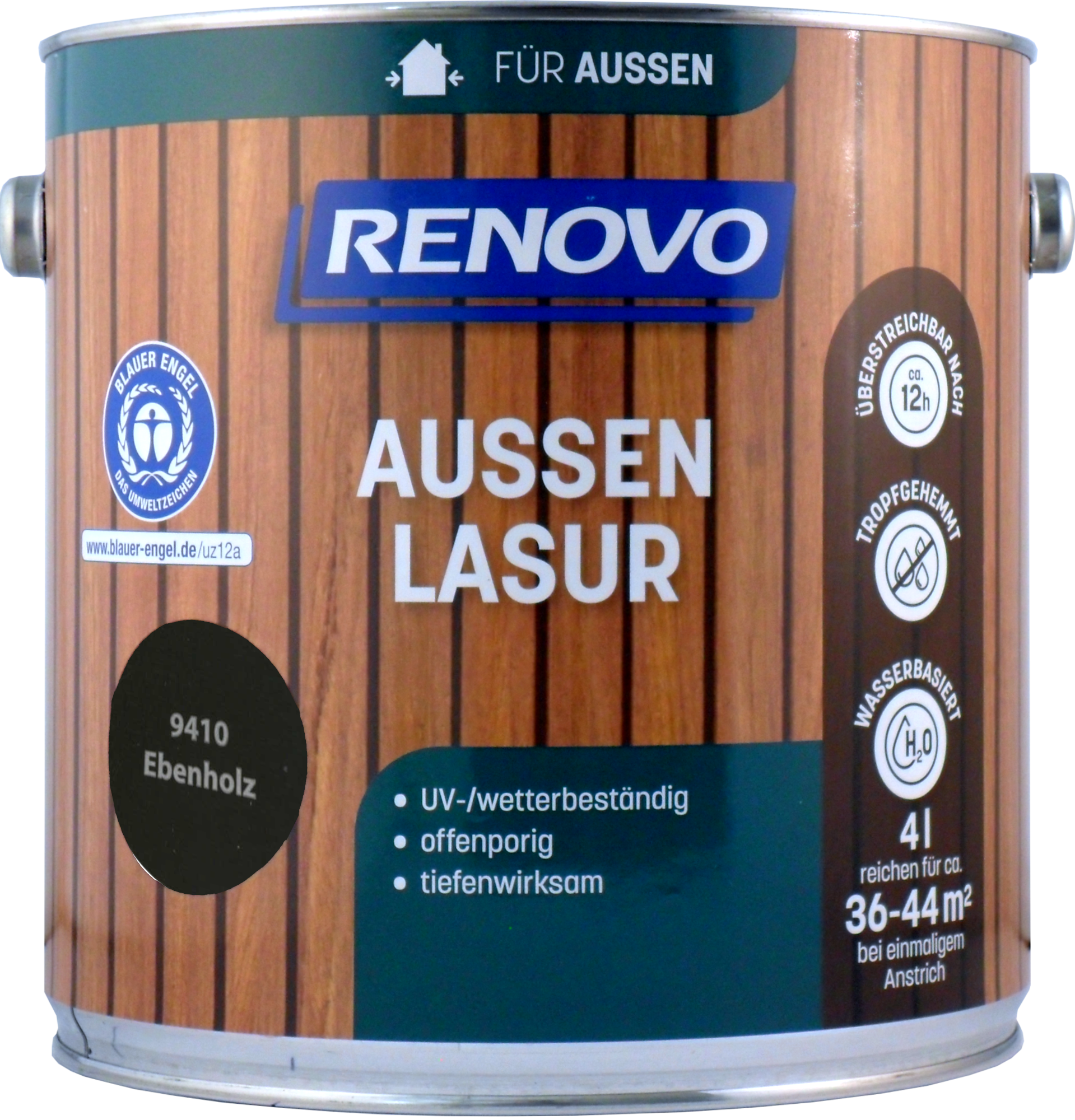 4L Renovo Wetterlasur/ Aussenlasur wb. Nr.9410 Ebenholz 4L Renovo Wetterlasur wb. Nr.9410 ebenholz
