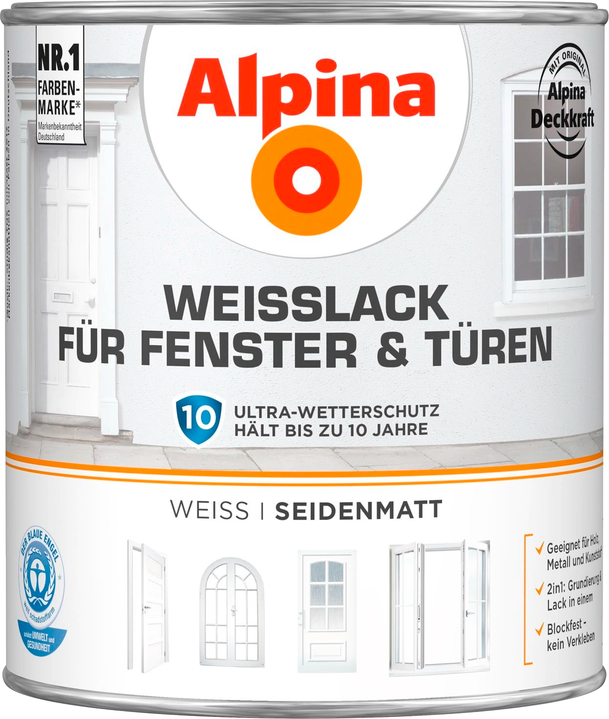 2l ALPINA Weißlack für Fenster & Türen seidenmatt 2l ALPINA Weißlack für Fenster & Türen seidenmatt