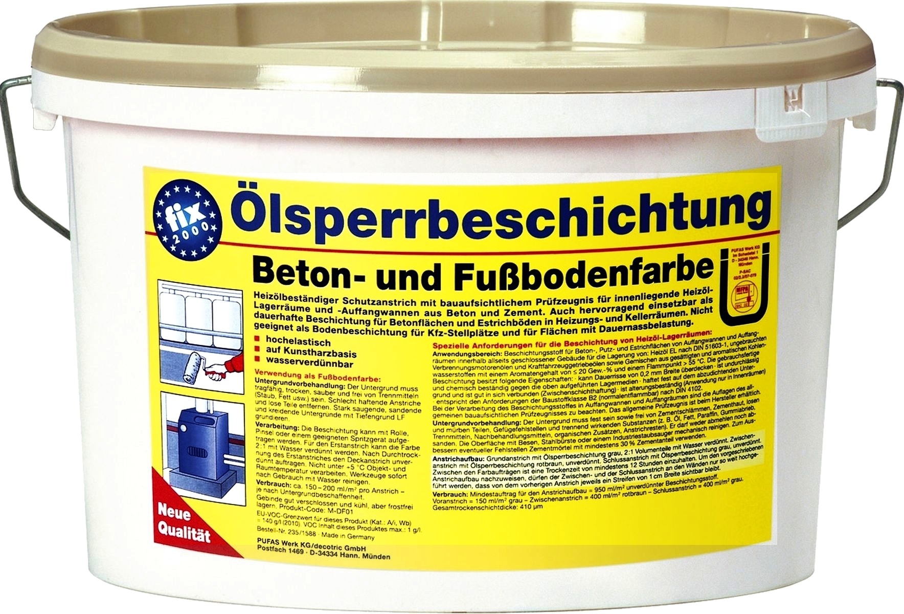 5L Ölsperrbeschichtung fix 2000 grau RAL 7032 5L Ölsperrbeschichtung fix 2000 grau RAL 7032