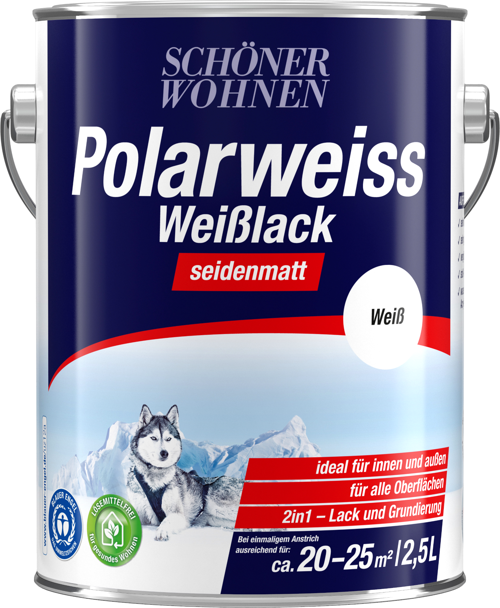 2,5L Schöner Wohnen Polarweiss Weisslack seidenmatt 2,5L Schöner Wohnen Polarweiss Weisslack seidenmatt