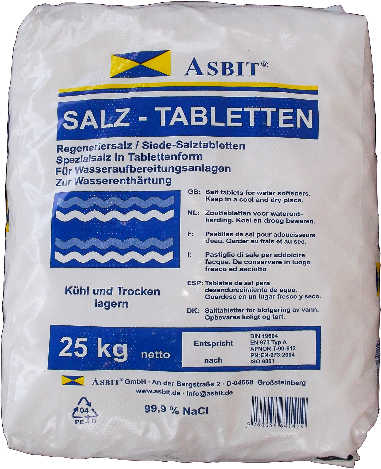 25kg ASBIT Salztabletten für Wasserenthärtung 25kg ASBIT Salztabletten für Wasserenthärtung