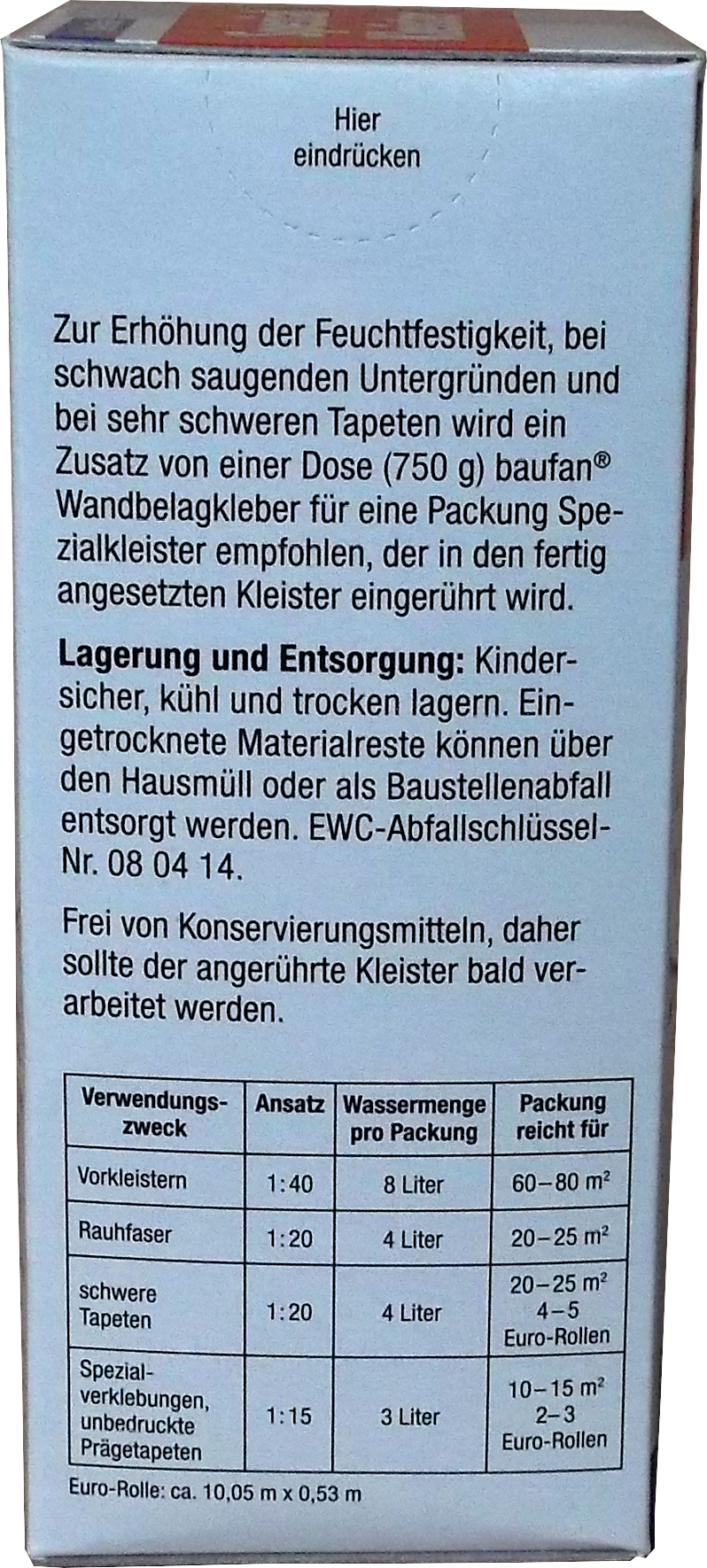 200g BAUFAN Spezial Tapetenkleister 200g BAUFAN Spezial Tapetenkleister