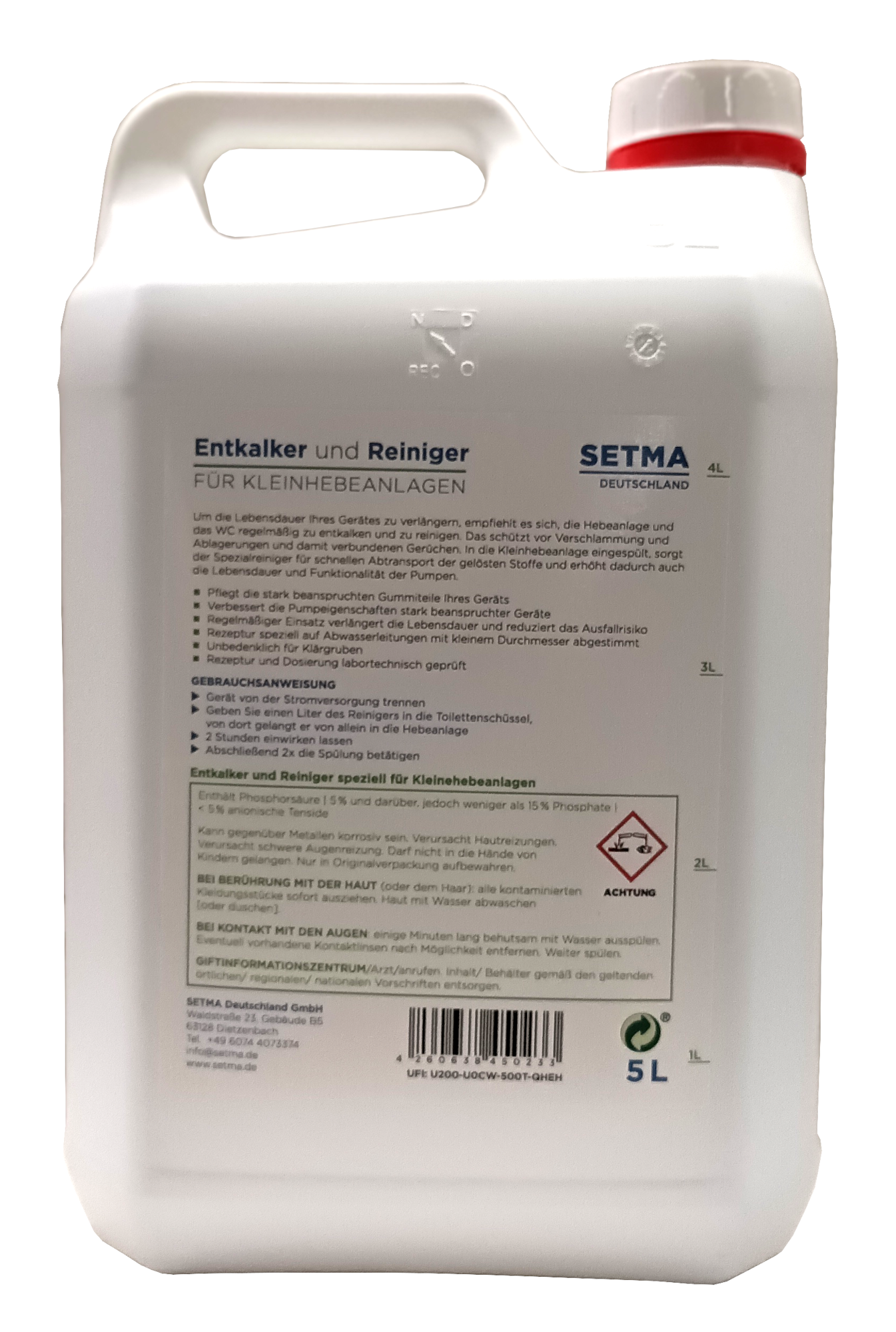 5L SETMA Entkalker für Kleinhebeanlage neue Rezeptur 5L SETMA Entkalker für Kleinhebeanlage neue Rezeptur