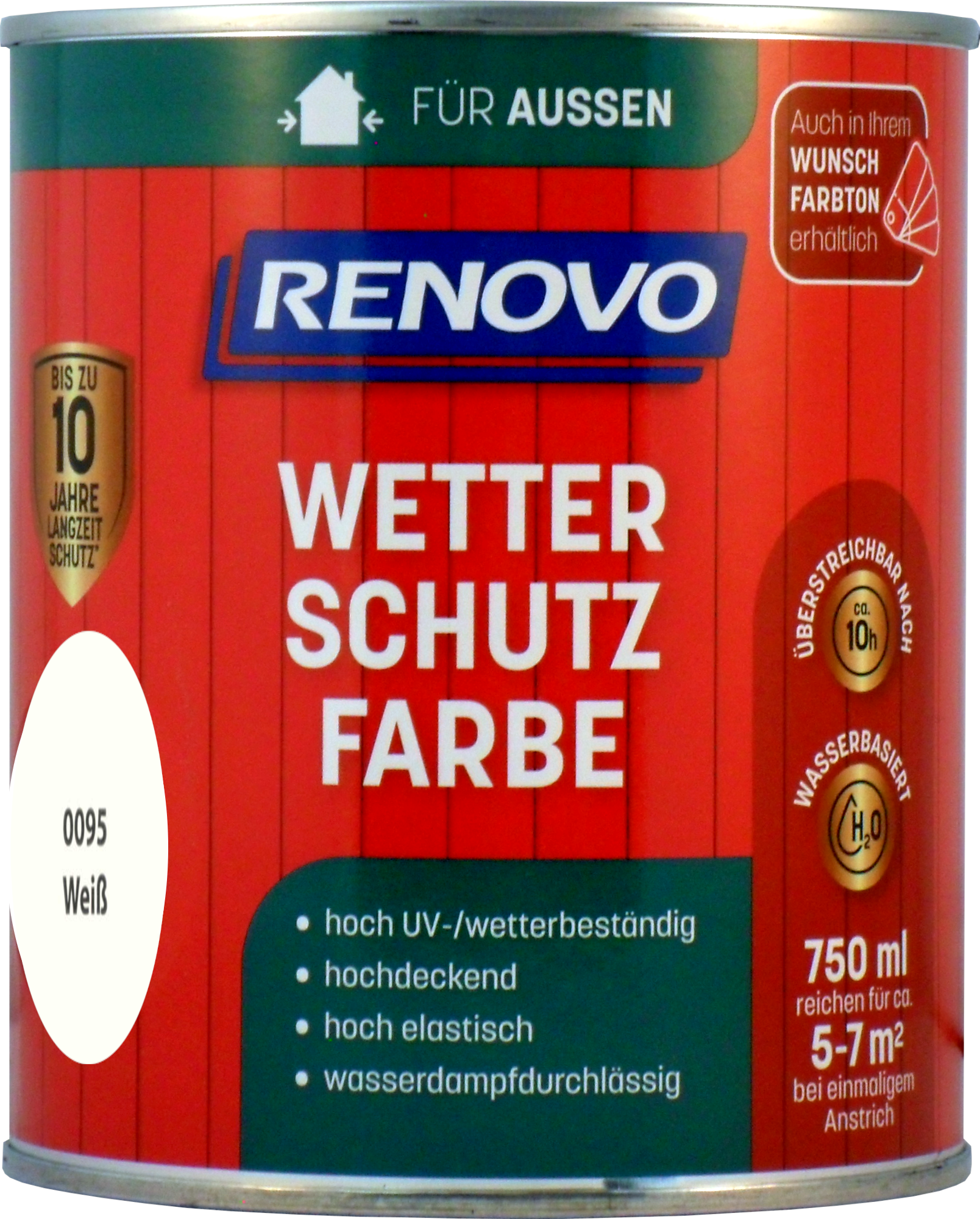 750ml Renovo Wetterschutzfarbe Nr.0095 weiss 750ml Renovo Wetterschutzfarbe Nr.0095 weiss
