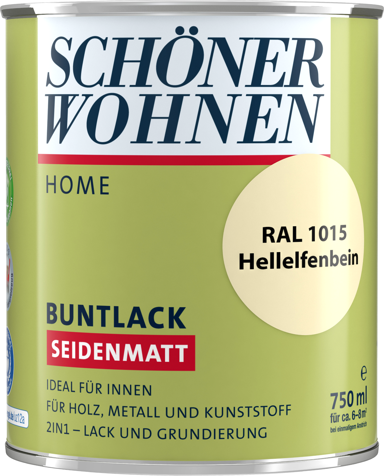 750ml Schöner Wohnen Home Buntlack seidenmatt, RAL 1015 Hellelfenbein 750ml Schöner Wohnen Home Buntlack seidenmatt, RAL 1015 Hellelfenbein