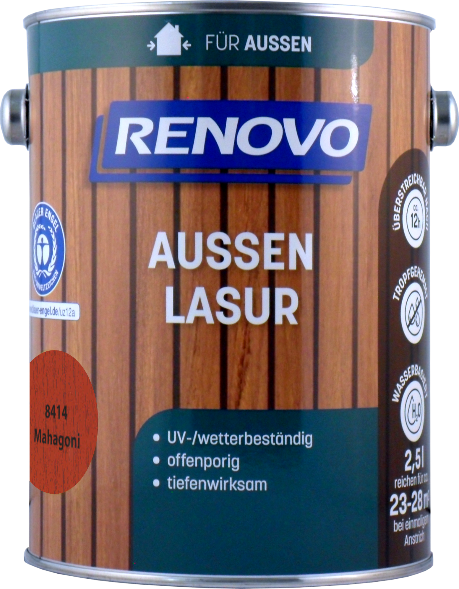 2,5L Renovo Wetterlasur/ Aussenlasur wb. Nr.8414 Mahagoni 2,5L Renovo Wetterlasur wb. Nr.8414 mahagoni