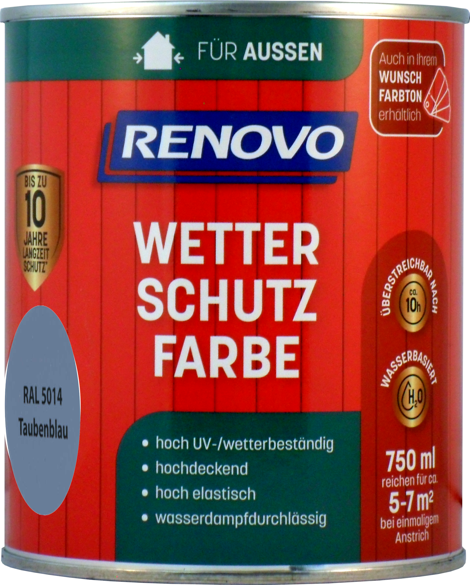 750ml Renovo Wetterschutzfarbe Nr.5014 taubenblau 750ml Renovo Wetterschutzfarbe Nr.5014 taubenblau