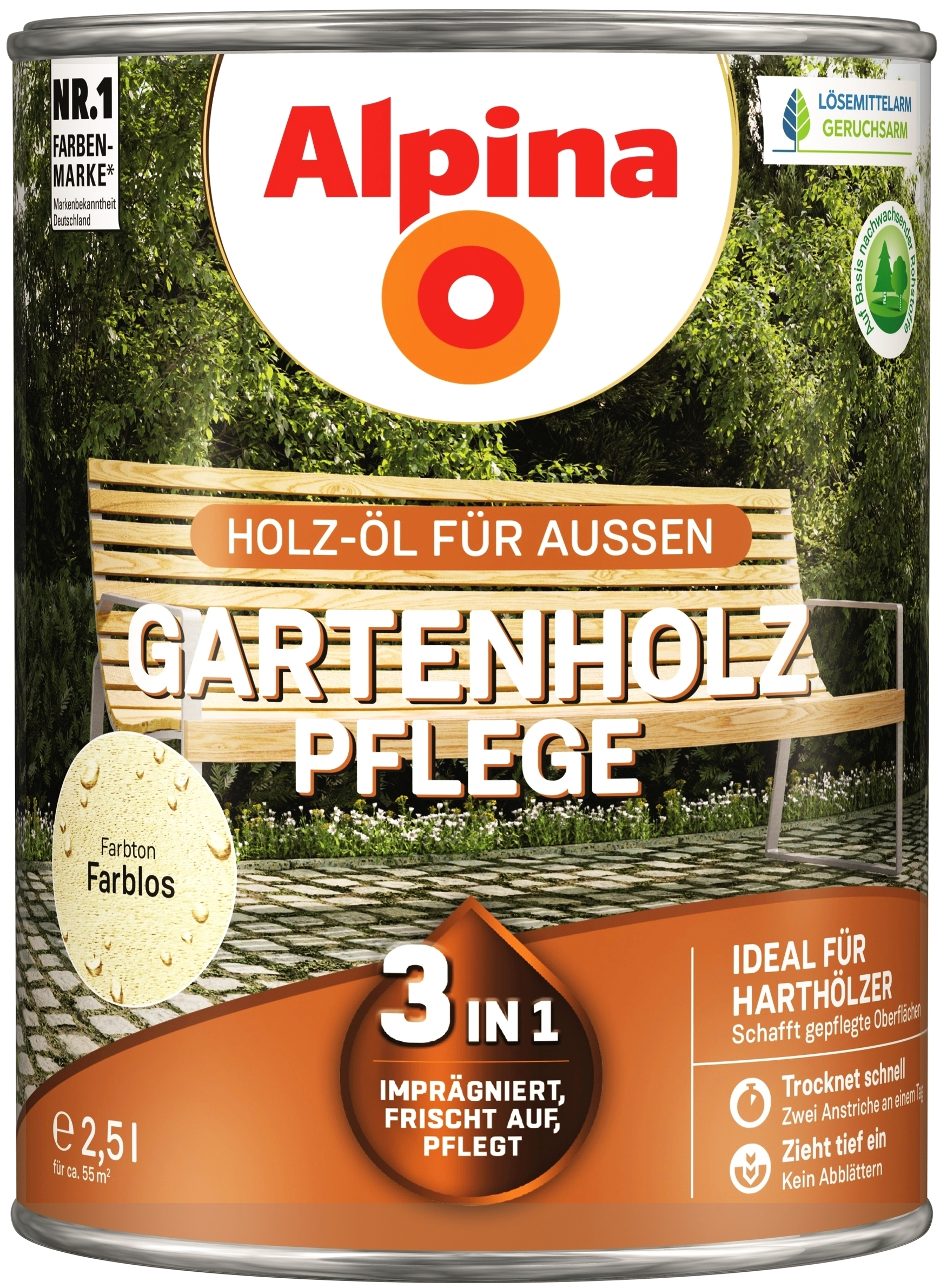 2,5L ALPINA Gartenholz-Pflege-ÖL Farblos 2,5L ALPINA Gartenholz-Pflege-ÖL Farblos
