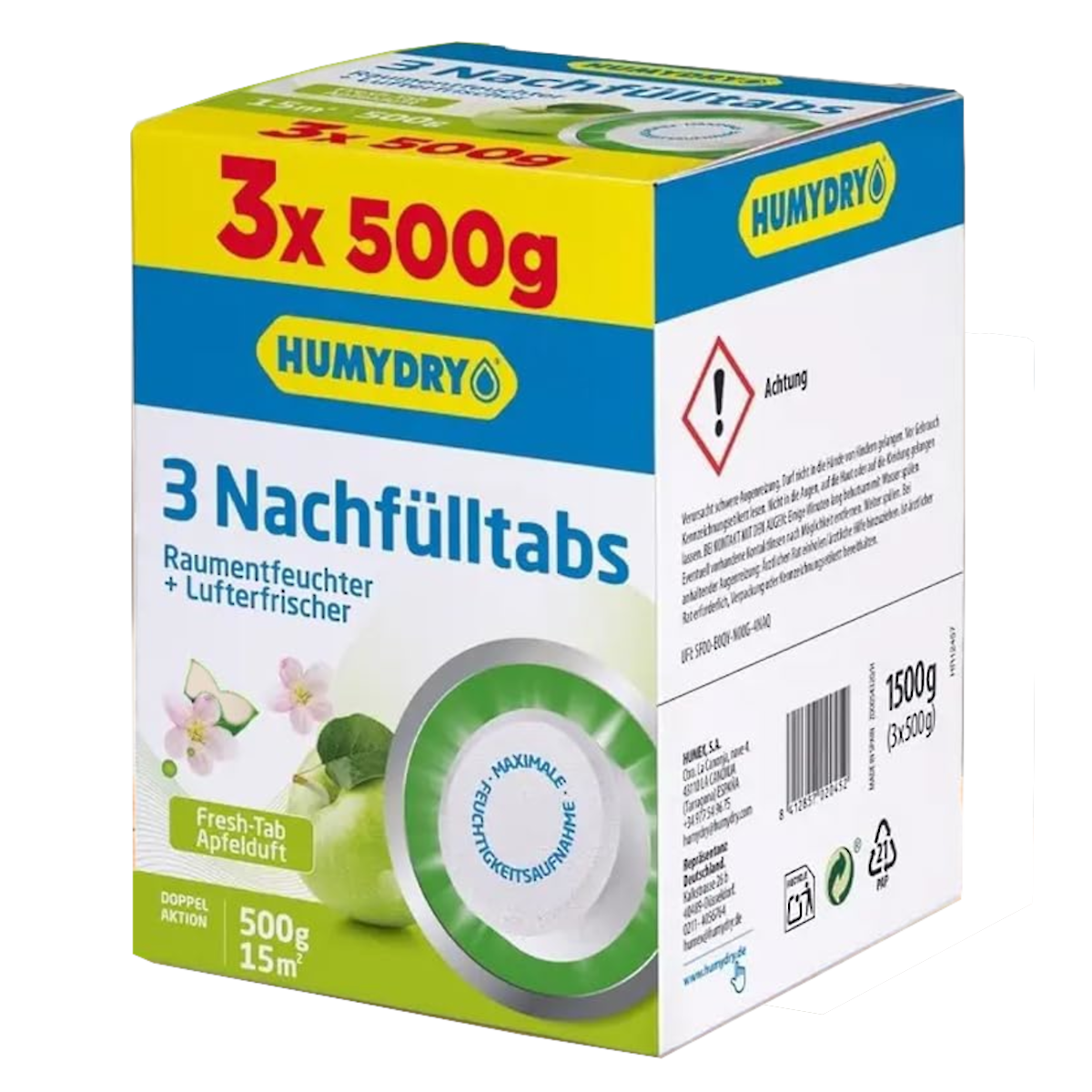 3er Pack Nachfülltabs Apfel HUMYDRY 3 x 500g