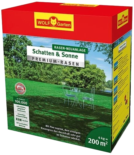 LP 200 Rasensamen Supra 200m² Wolf Garten +LE 250 Rasen-Langzeitdünger Premium 5kg