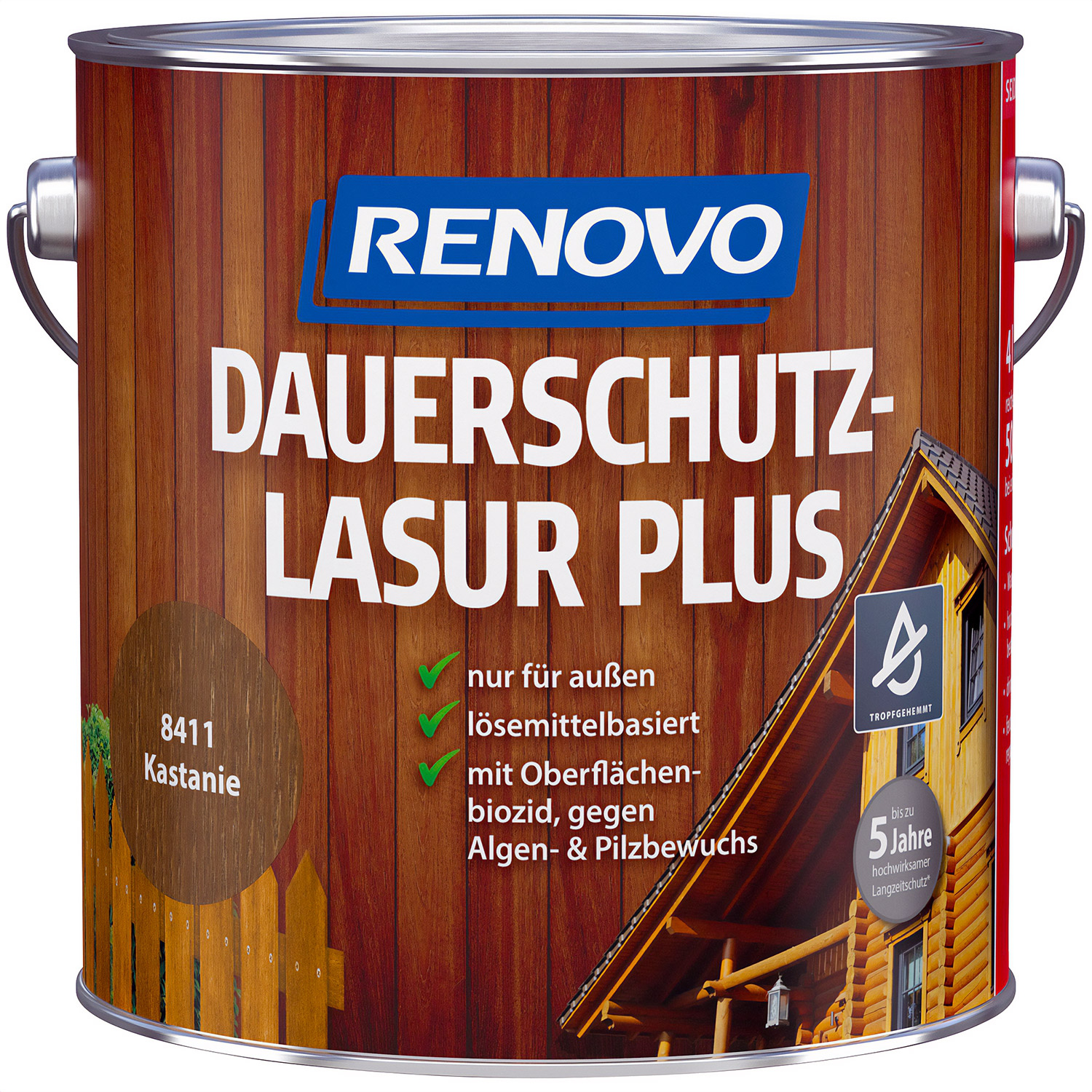 4L Renovo Dauerschutzlasur PLUS Nr.8411 Kastanie 4L Renovo Dauerschutzlasur PLUS Nr.8411 Kastanie