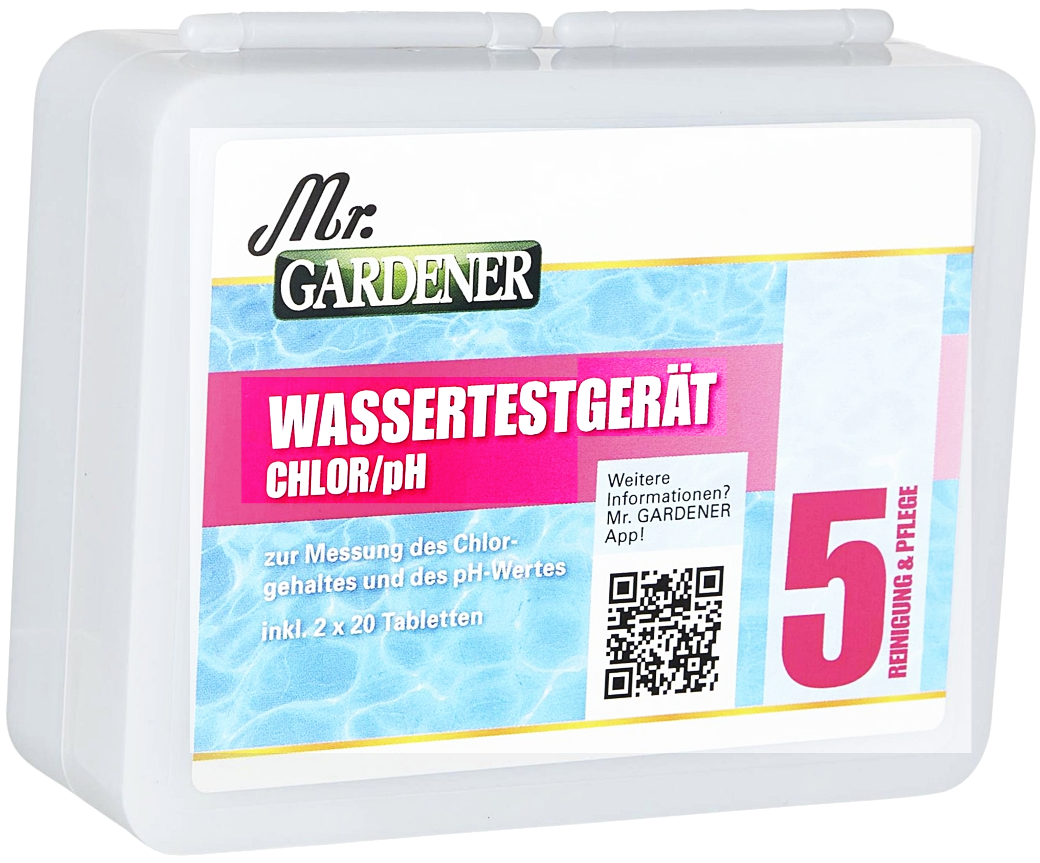 Wassertester Chlor/pH Mr.Gardener inkl. 2x20 Tabletten