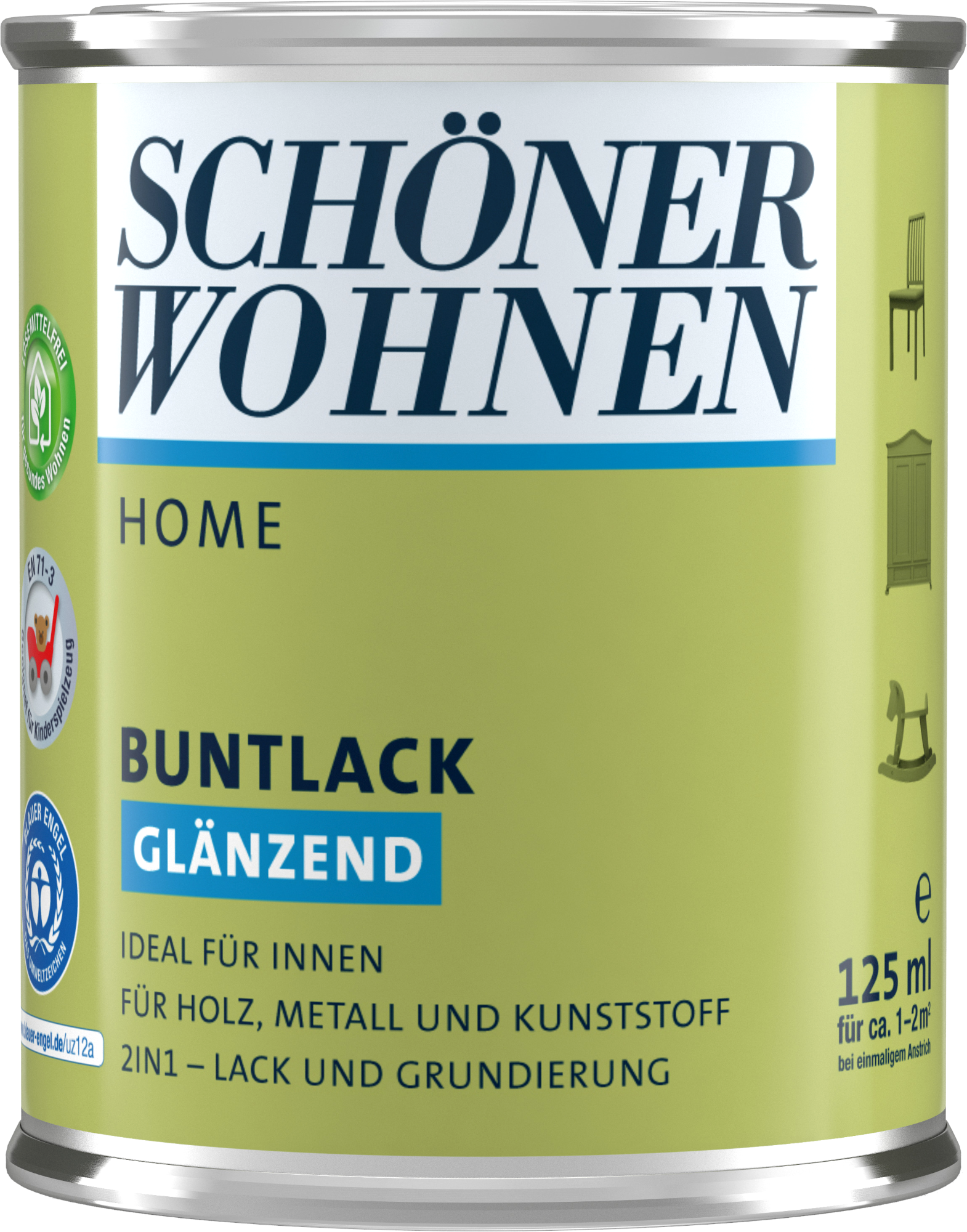 125ml Schöner Wohnen Home Buntlack glänzend, RAL 1015 Hellelfenbein 125ml Schöner Wohnen Home Buntlack glänzend, RAL 1015 Hellelfenbein