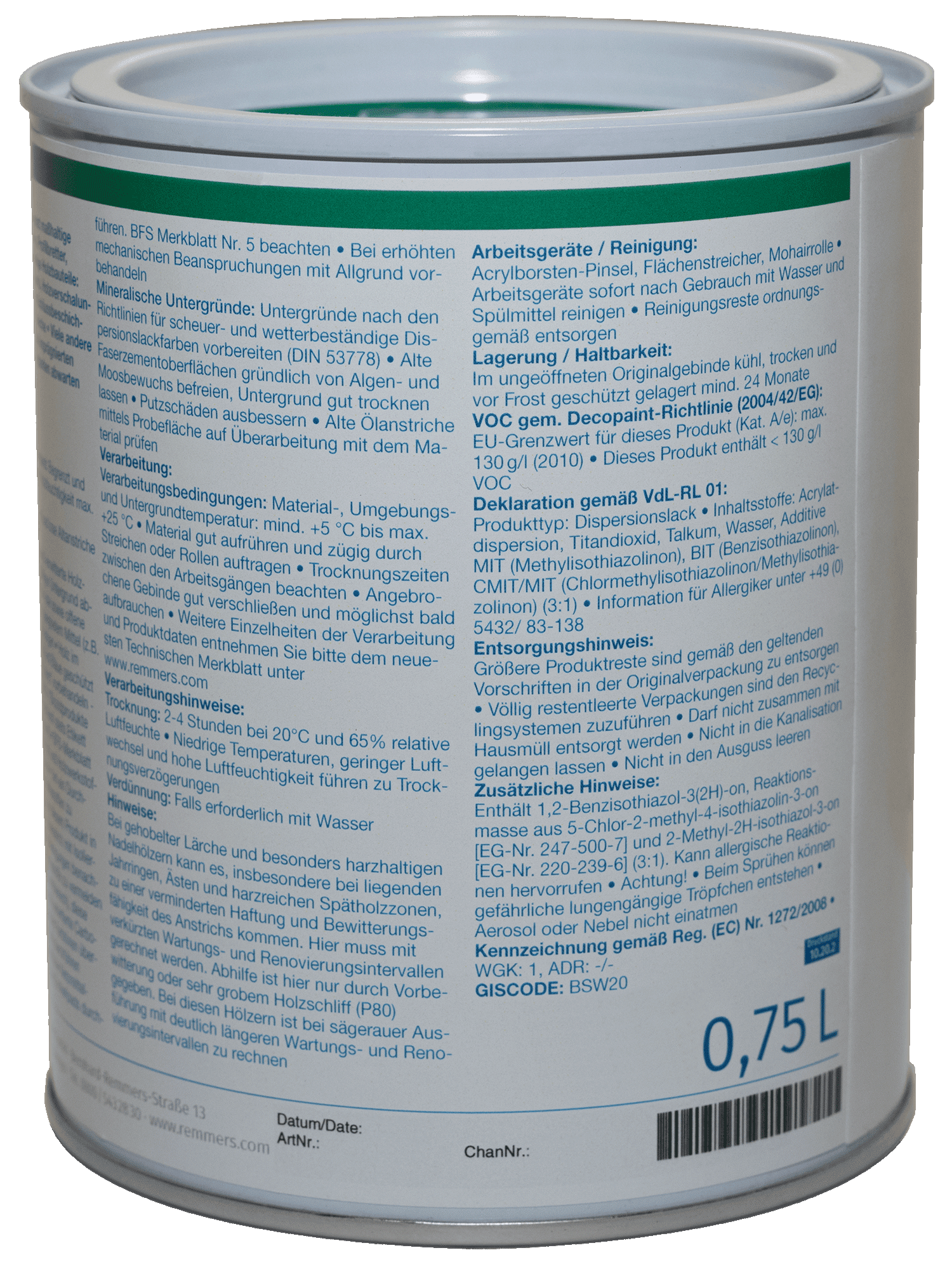750ml Remmers Deckfarbe Nussbraun