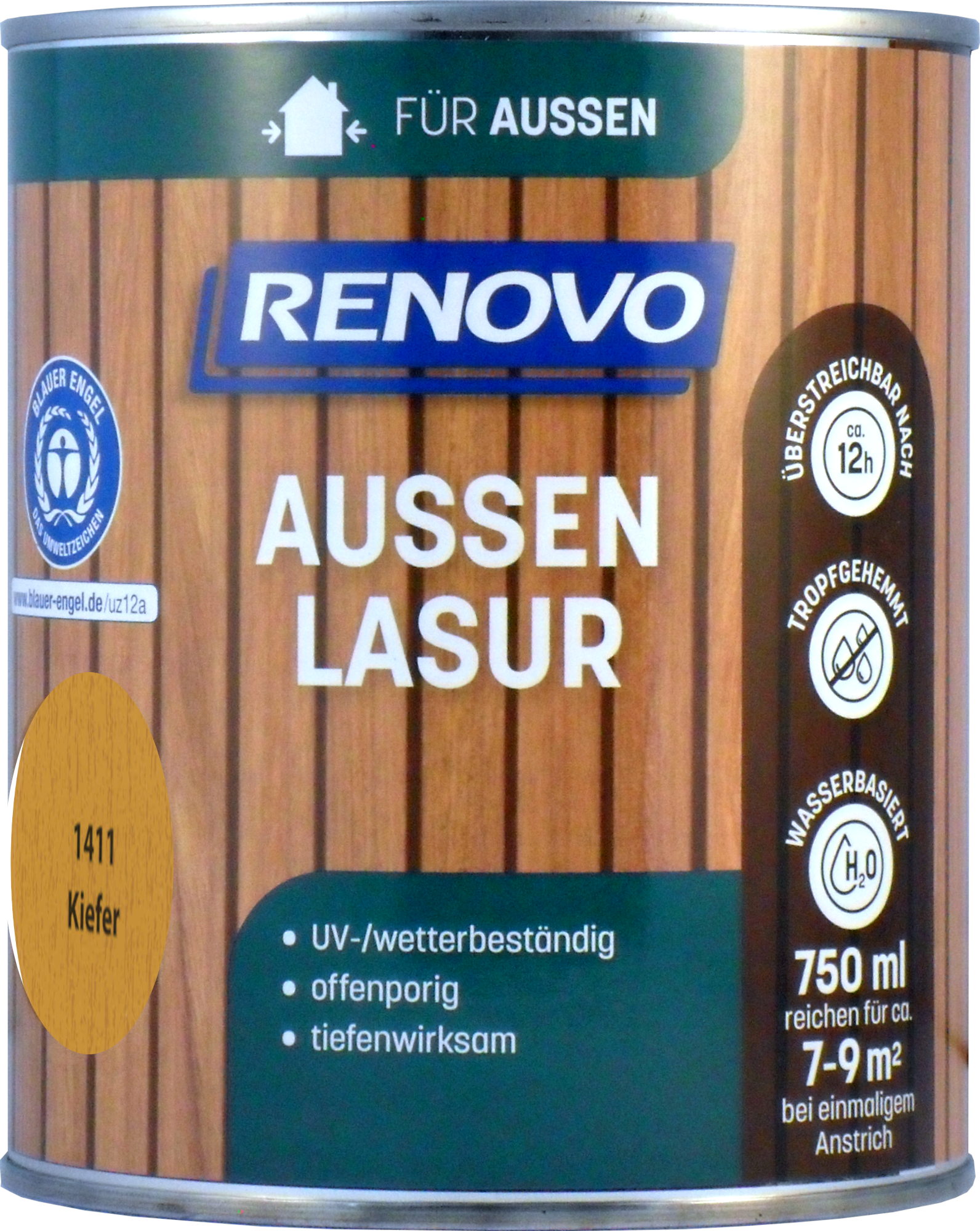 750ml Renovo Wetterlasur/ Aussenlasur Nr.1411 Kiefer 750ml Renovo Wetterlasur Nr.1411 Kiefer