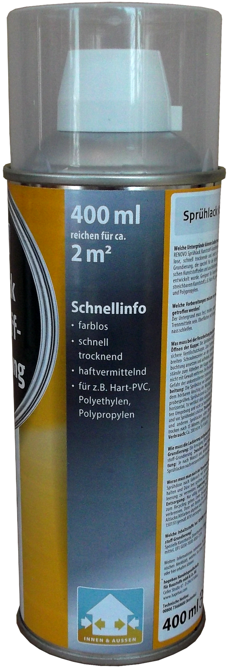 400ml Renovo Sprühlack Kunststoff-Grundierung 400ml Renovo Sprühlack Kunststoff-Grundierung