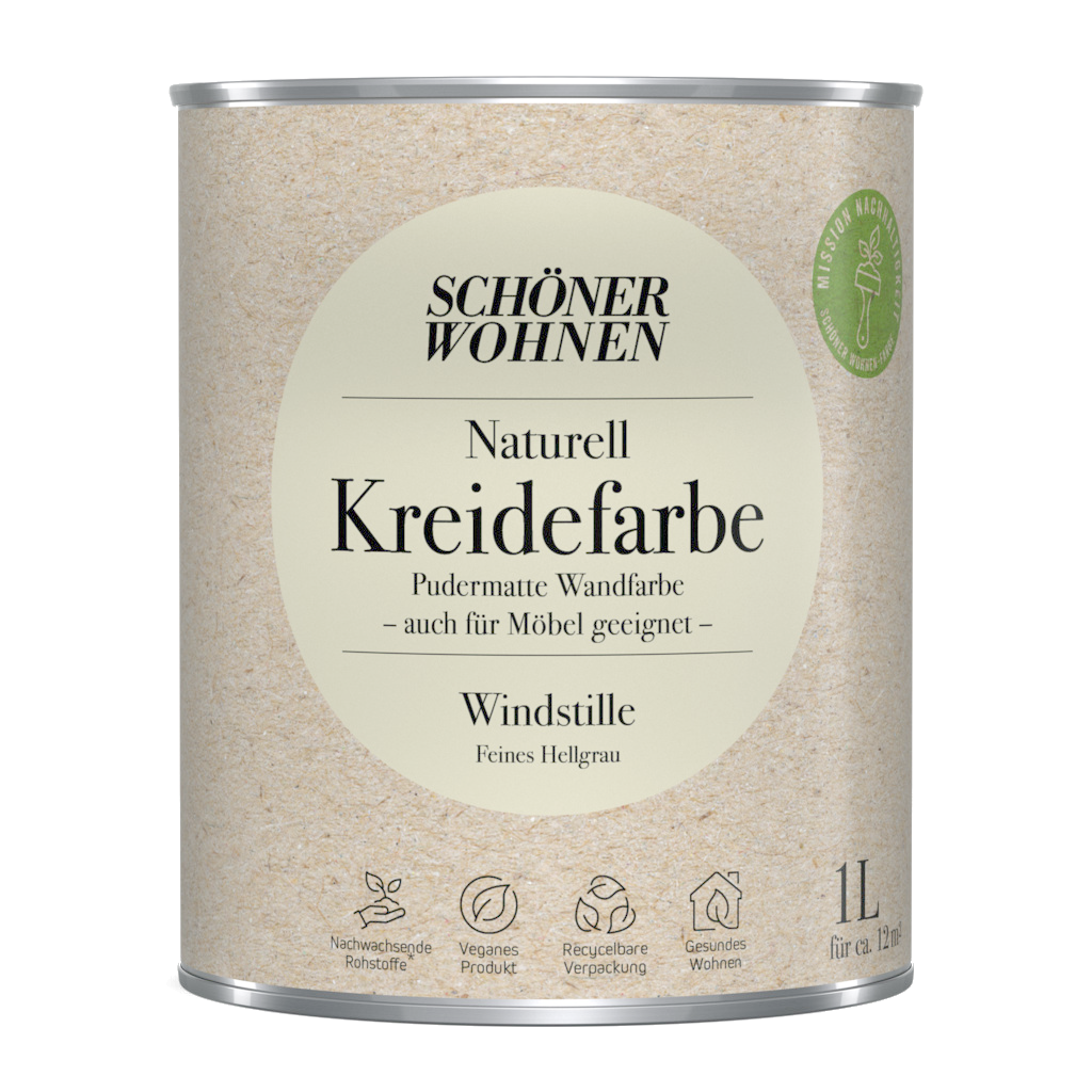 1L Schöner Wohnen Naturell Kreidefarbe Windstille, Feines Hellgrau