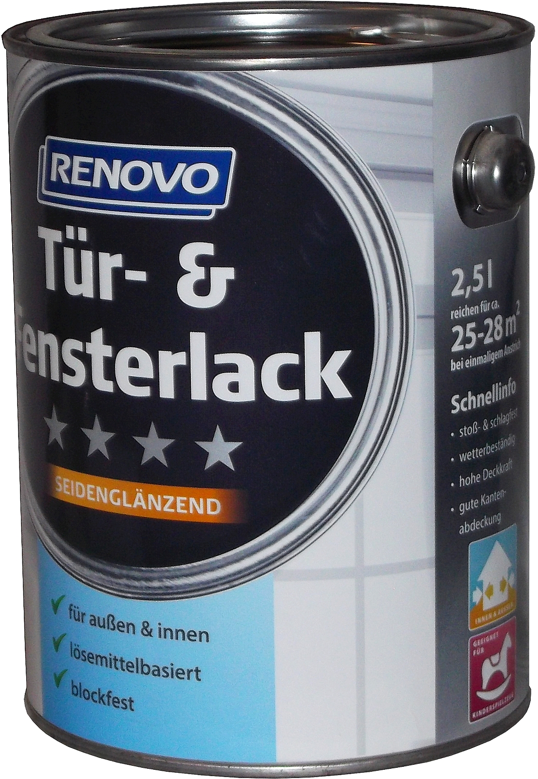 2,5L Renovo Tür+Fensterlack seidenglänzend weiss 2,5L Renovo Tür+Fensterlack seidenglänzend weiss