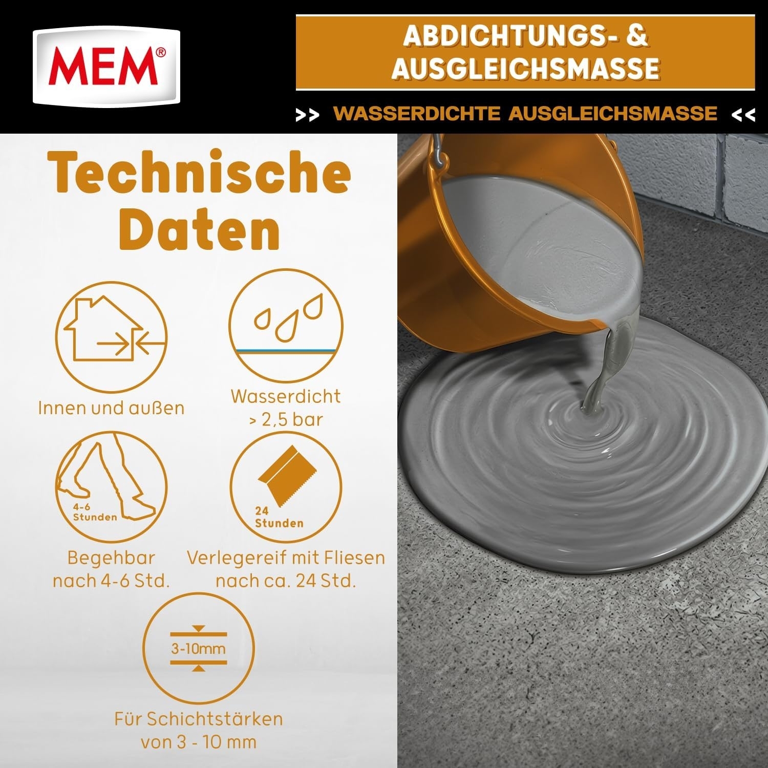 15kg MEM Abdichtungs-& Ausgleichmasse ehemals Dicht-Spachtel 2in1