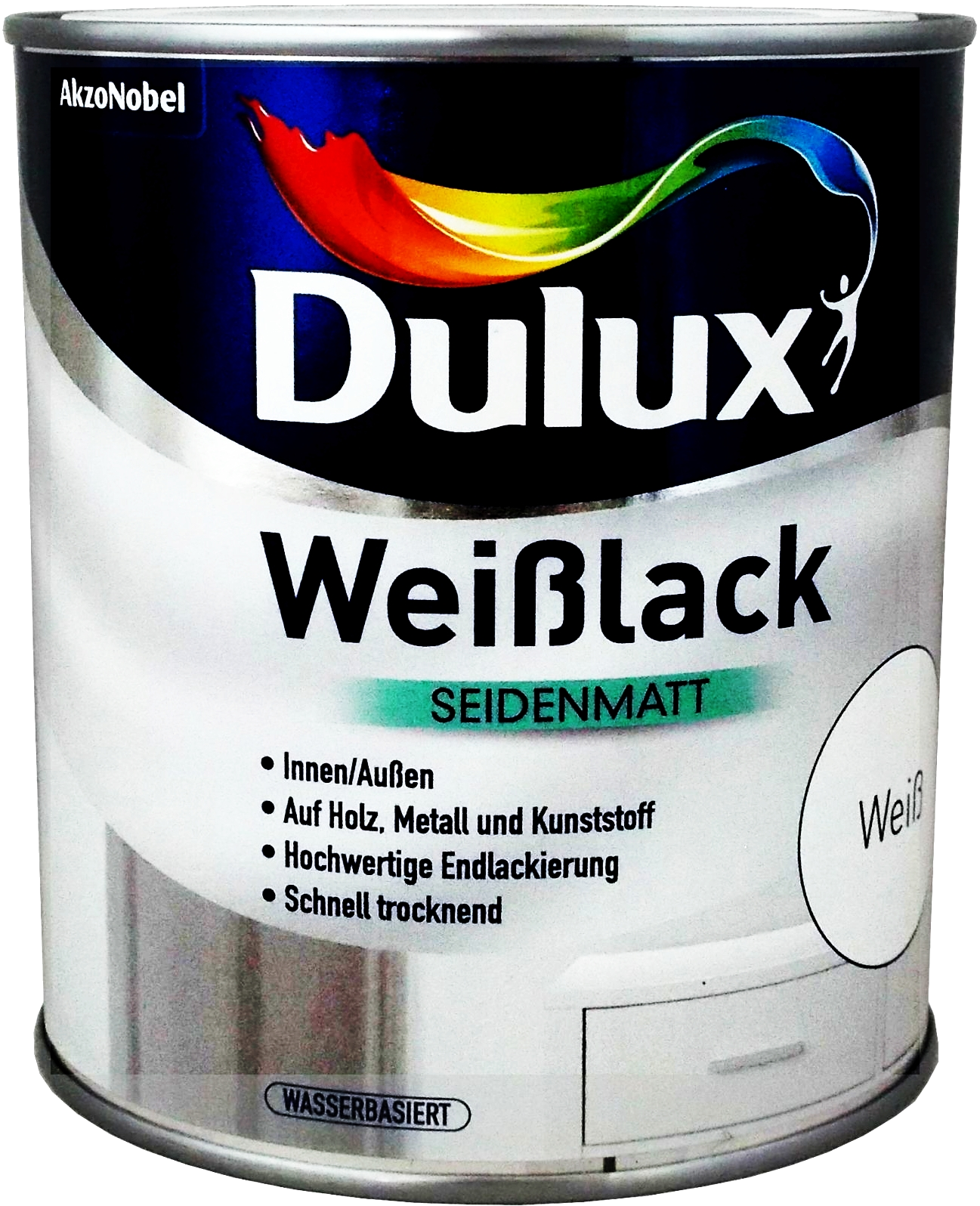 750ml DULUX Weißlack seidenmatt wasserbasiert 750ml DULUX Weißlack seidenmatt wasserbasiert