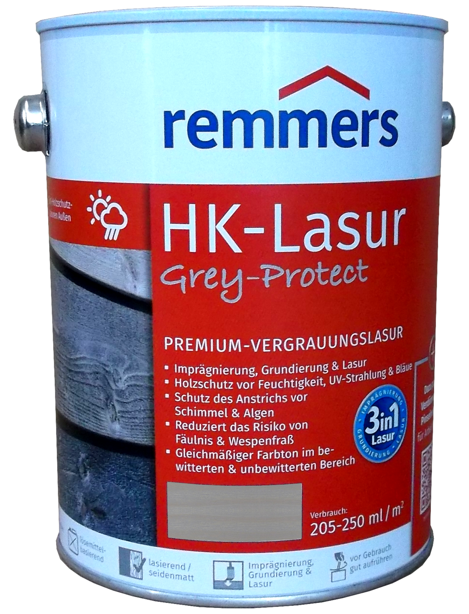2,5L Remmers HK Lasur Wassergrau Grey Protect 2,5L Remmers HK Lasur Wassergrau Grey Protect