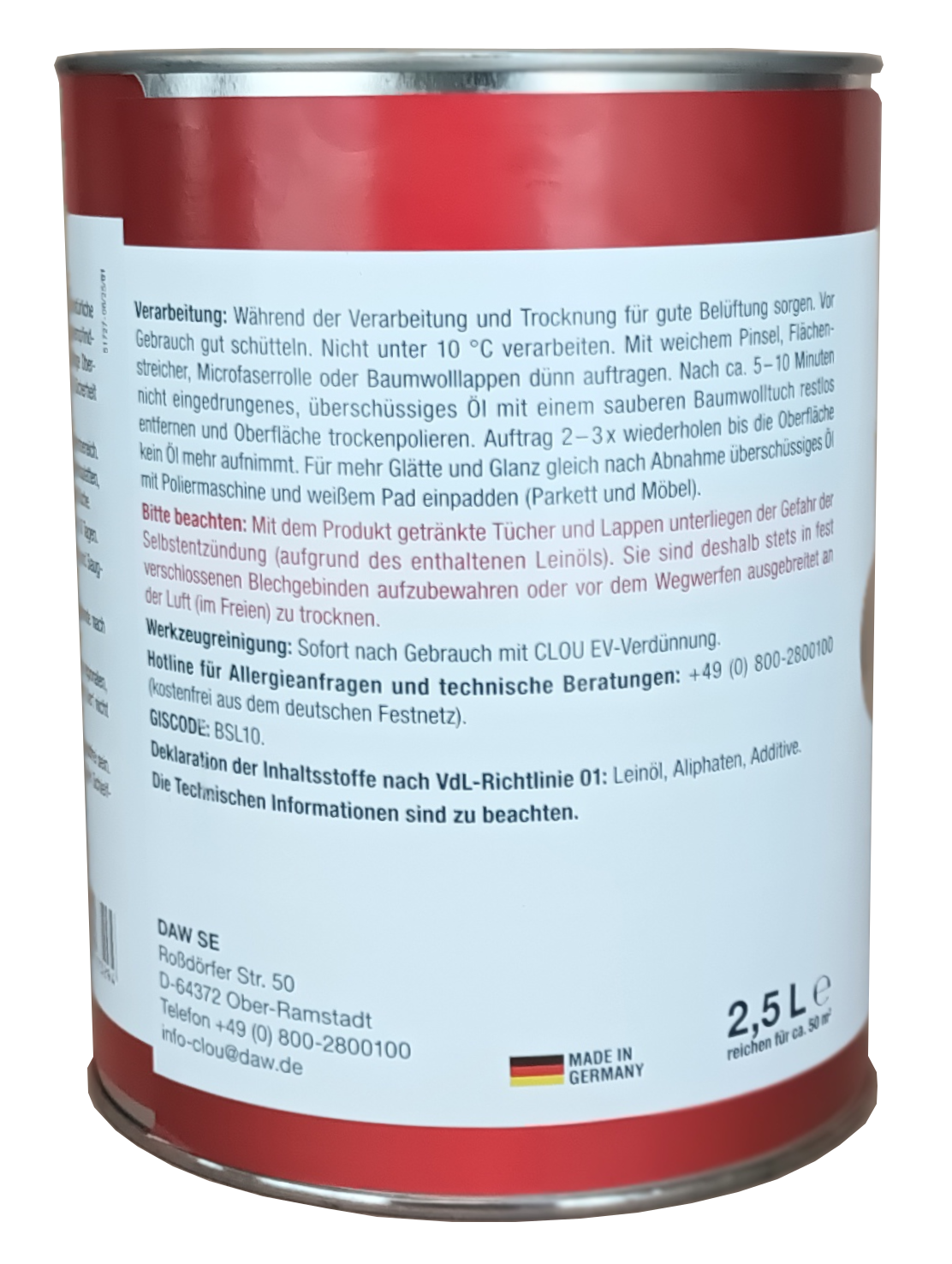 2,5L Clou Hartwachsöl farblos 2,5L Clou Hartwachsöl farblos