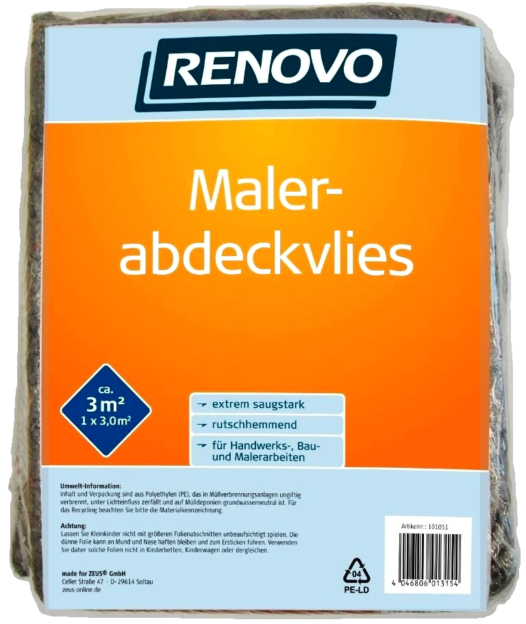 Renovo Abdeckflies 1x3m gefaltet Renovo Abdeckflies 1x3m gefaltet
