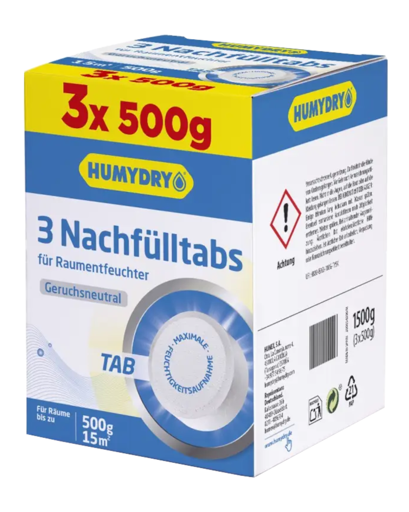 3er Pack Nachfülltabs Neutral HUMYDRY 3 x 500g