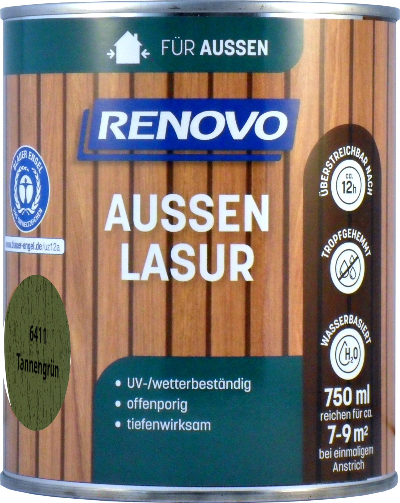 750ml Renovo Wetterlasur/ Aussenlasur Nr.6411 Tannengrün 750ml Renovo Wetterlasur Nr.6411 tannengrün