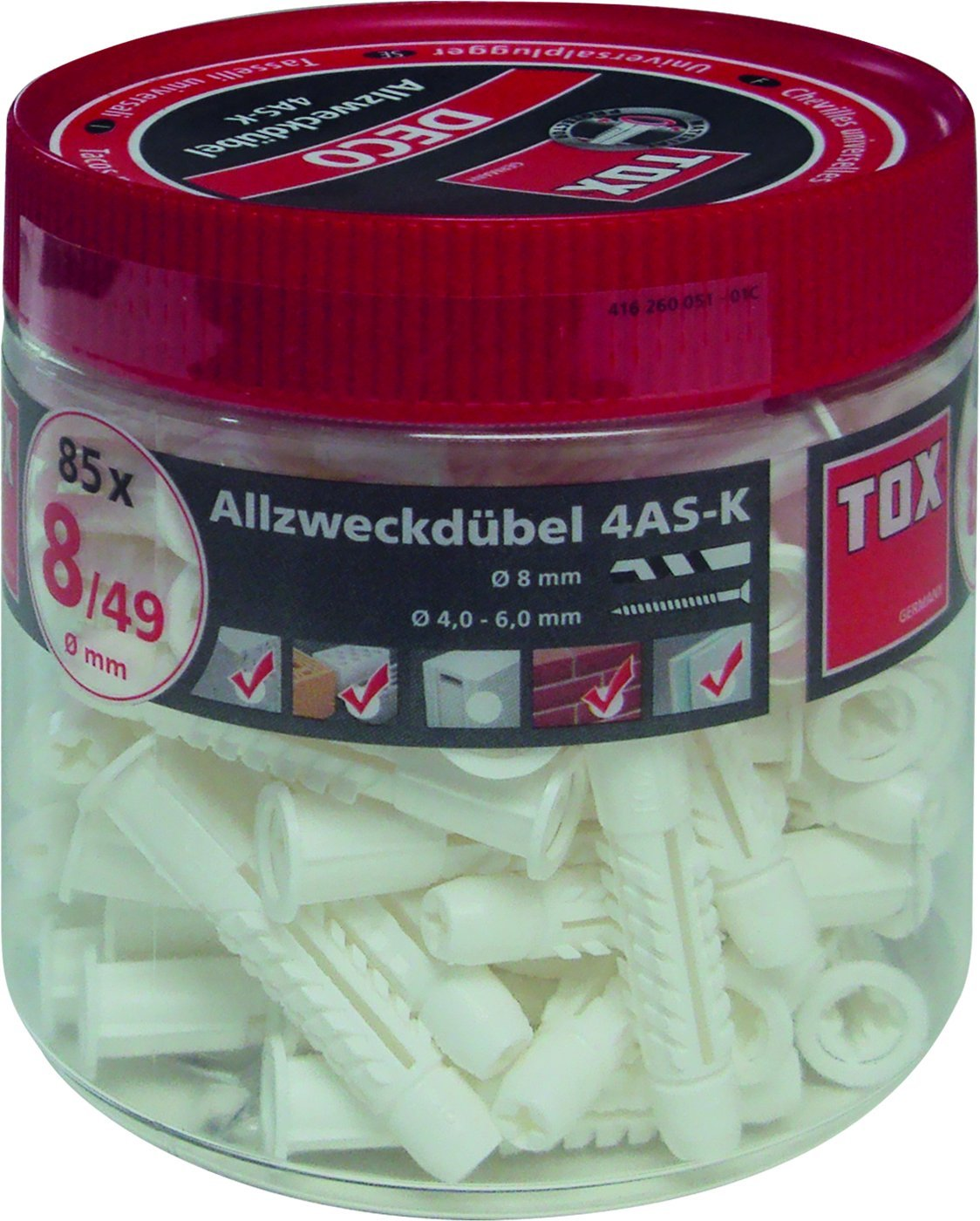 Allzweckdübel TOX 4 AS K 8/49 (85 Stück) Allzweckdübel TOX 4 AS K 8/49 (85 Stück)