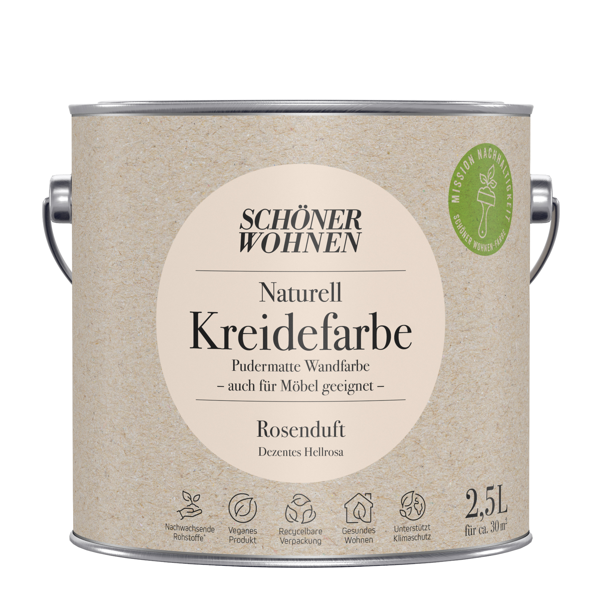 2,5L Schöner Wohnen Naturell Kreidefarbe Rosenduft, Dezentes Hellrosa