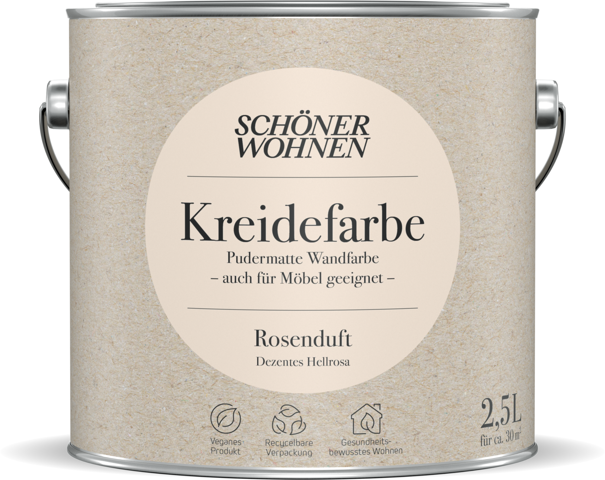 2,5L Schöner Wohnen Kreidefarbe Rosenduft, Dezentes Hellrosa