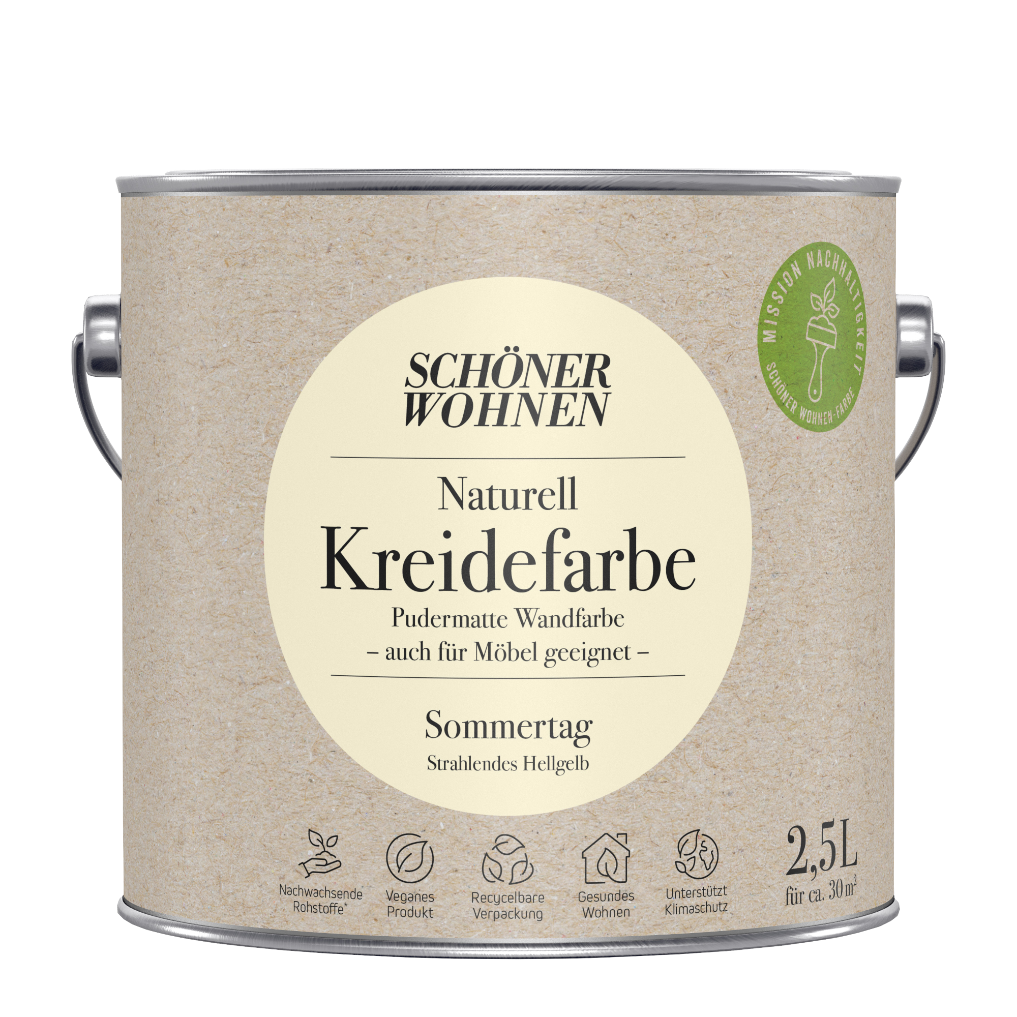 2,5L Schöner Wohnen Naturell Kreidefarbe Sommertag, Strahlendes Hellgelb 2,5L Schöner Wohnen Naturell Kreidefarbe Sommertag, Strahlendes Hellgelb