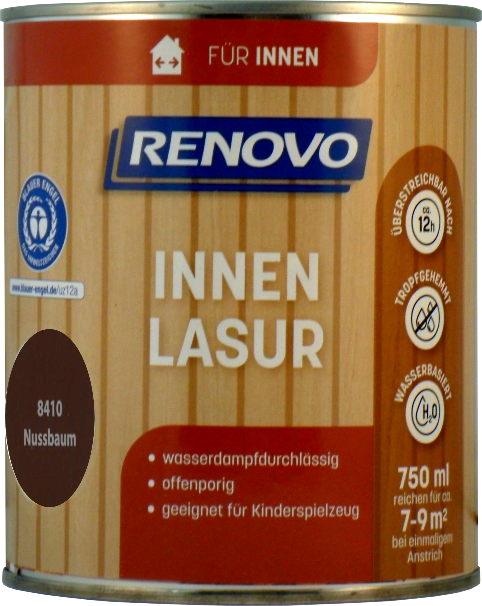 750ml Renovo Innenlasur / Wohnraumlasur Nussbaum 750ml Renovo Wohnraumlasur nussbaum